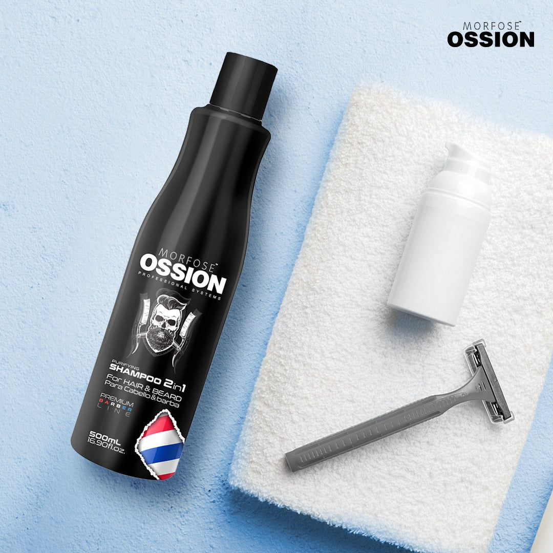 🧔 OSSION 2 en 1 Pourifying Shampoo (16.9oz) | Limpia, Acondiciona y Suaviza Cabello y Barba