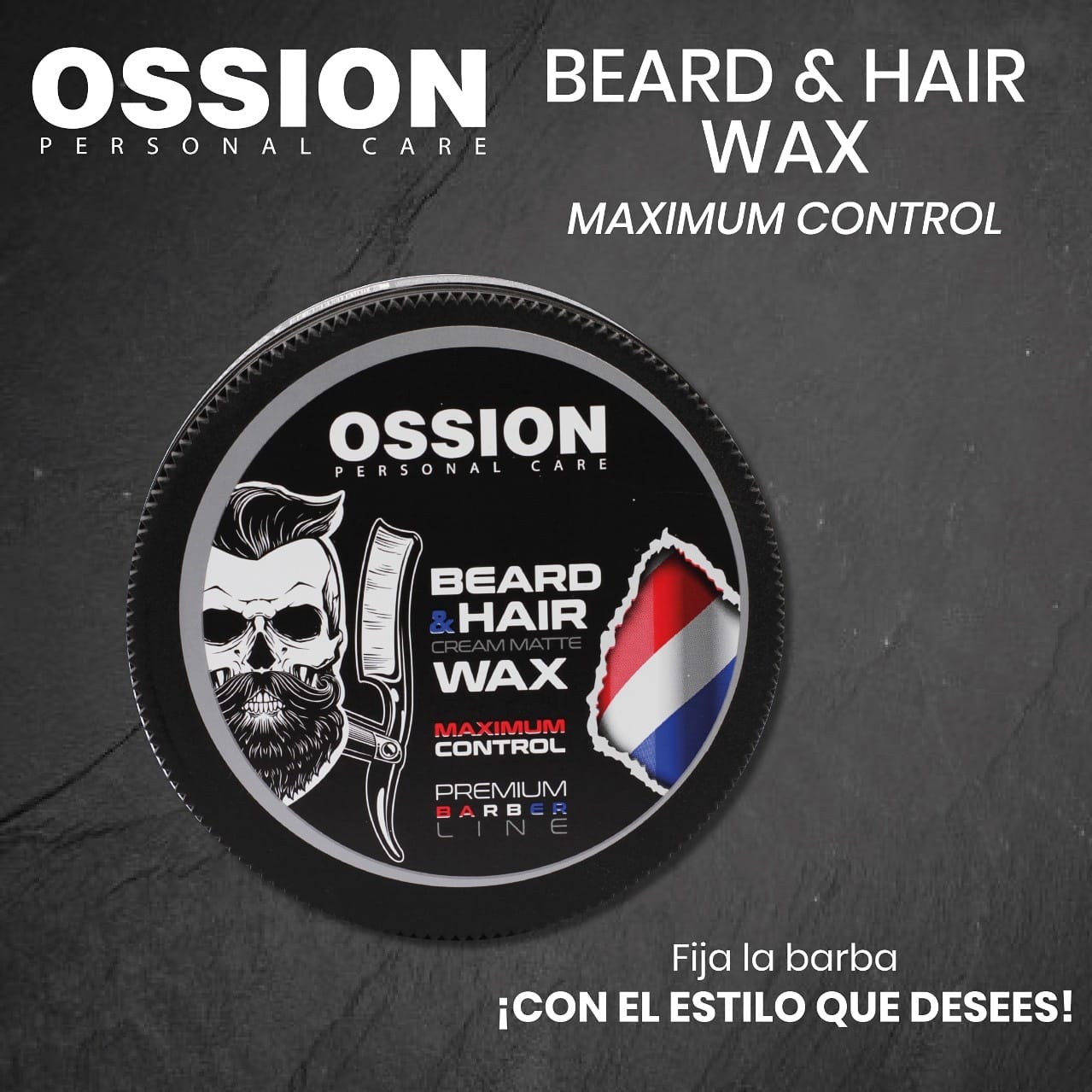 OSSION™ CERA MATE para BARBA y CABELLO 175ML: Máximo Control, Sin Residuos (OSS025)