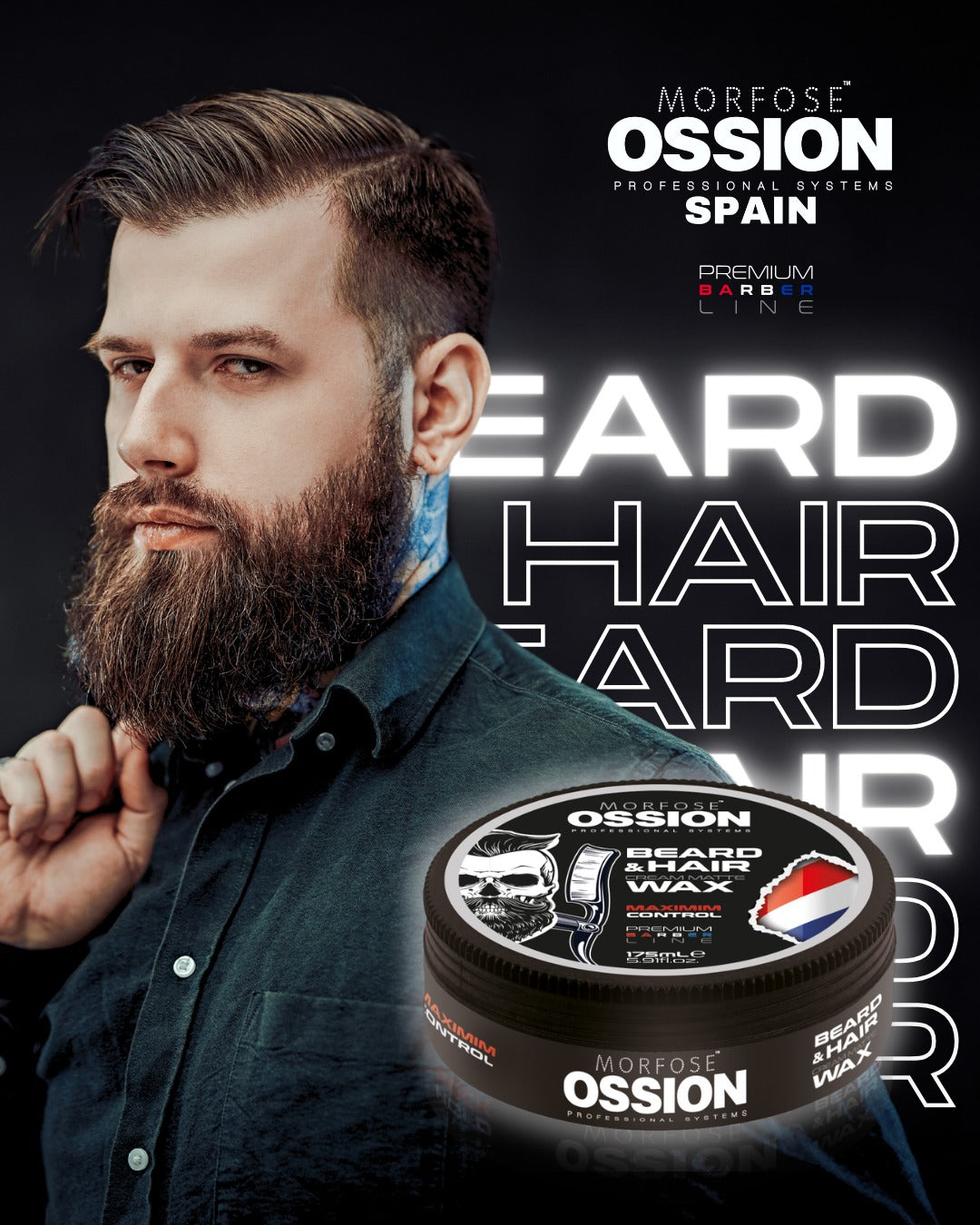 OSSION™ CERA MATE para BARBA y CABELLO 175ML: Máximo Control, Sin Residuos (OSS025)