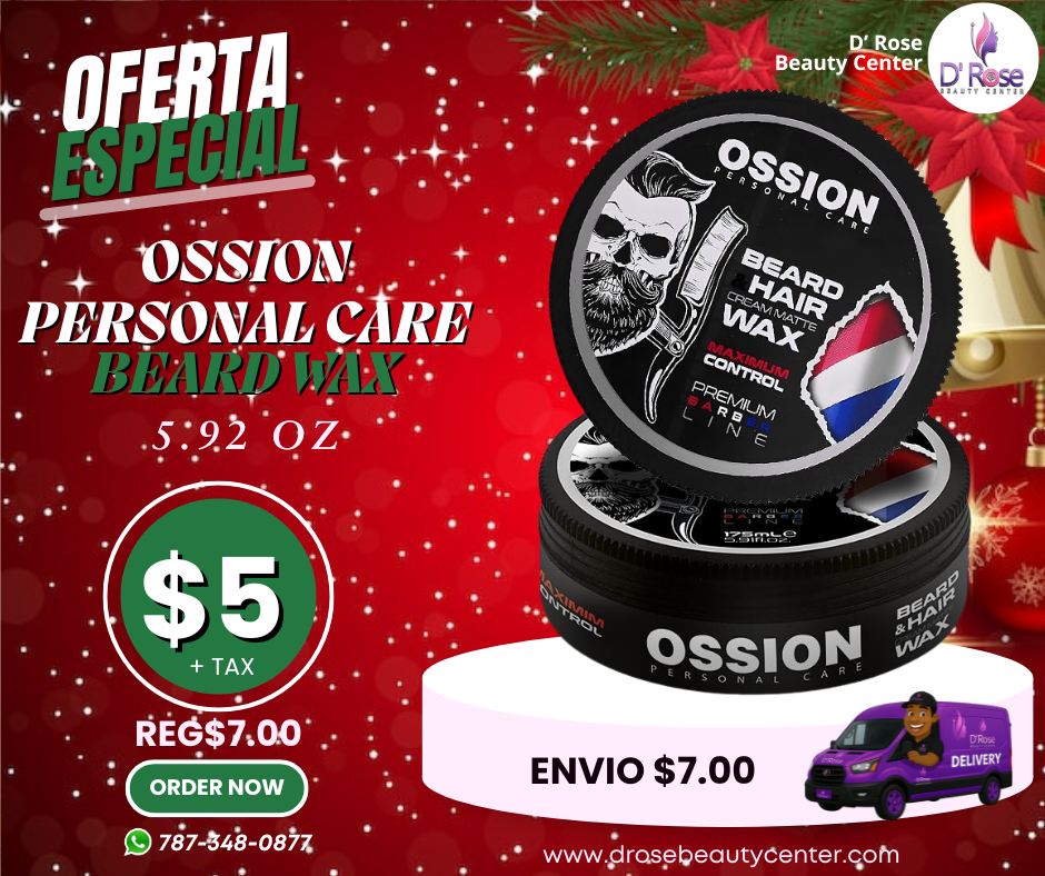 OSSION™ CERA MATE para BARBA y CABELLO 175ML: Máximo Control, Sin Residuos (OSS025)