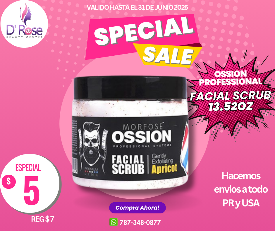 OSSION PROFESSIONAL APRICOT FACIAL SCRUB 13.52OZ OSS029