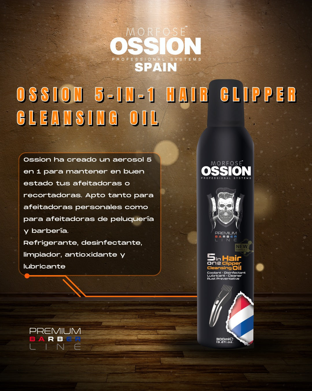 💈 Aceite Limpiador 5-en-1 OSSION (19.2oz) | Limpia, Desinfecta y Lubrica Cuchillas de Clipper