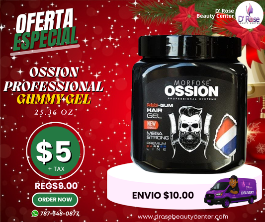 🥇 Ossion Red Gum Gummy Gel (25.36oz) | Fijación Extrema y Anti-Frizz ¡Solo $5!