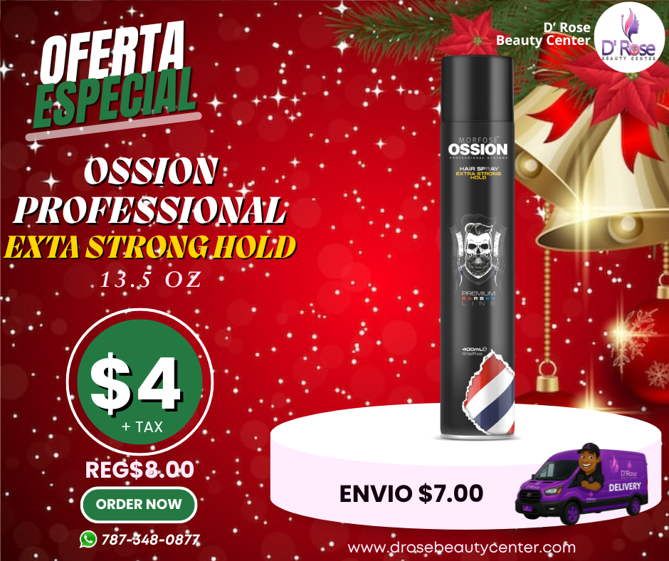 🛡️ OSSION Laca EXTRA STRONG HOLD (10.14oz) | Brillo, Fijación Máxima y Protección UV