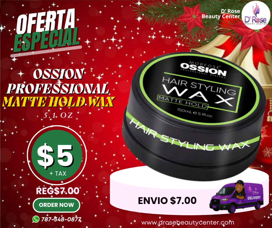 🥇 Ossion Matte Hold Hair Wax (5.1oz) | Acabado Mate, Fijación Fuerte Nivel 4 ¡Solo $5!