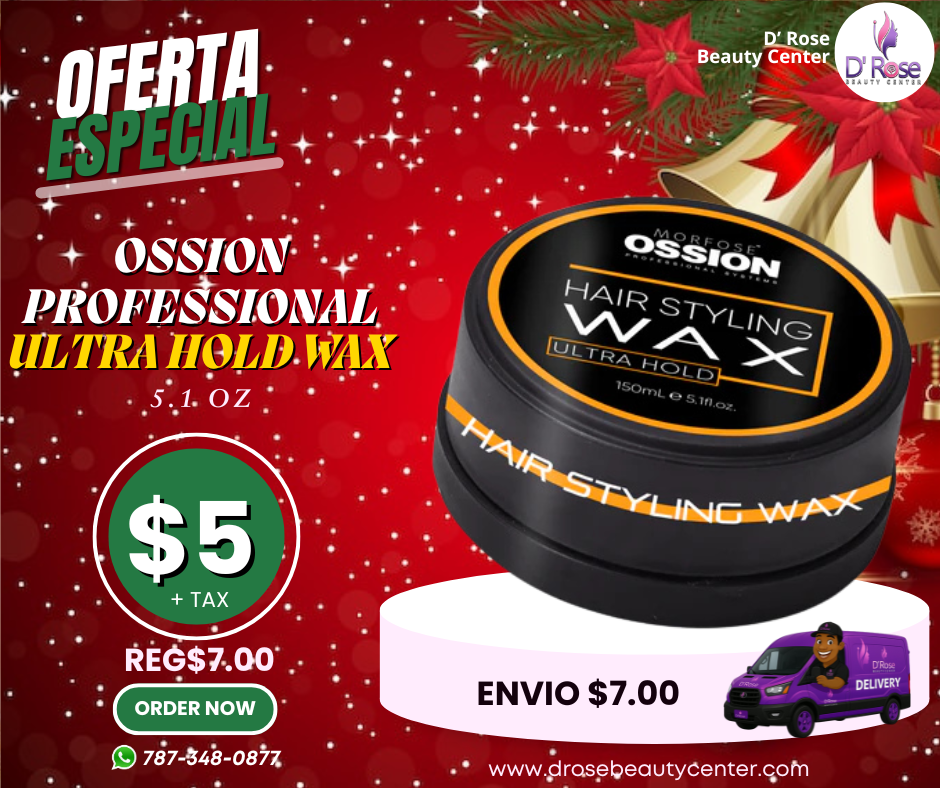 🥇 Ossion Ultra Hold Hair Wax (5.1oz) | Fijación Fuerte, Brillo y Cero Residuos ¡Solo $5!