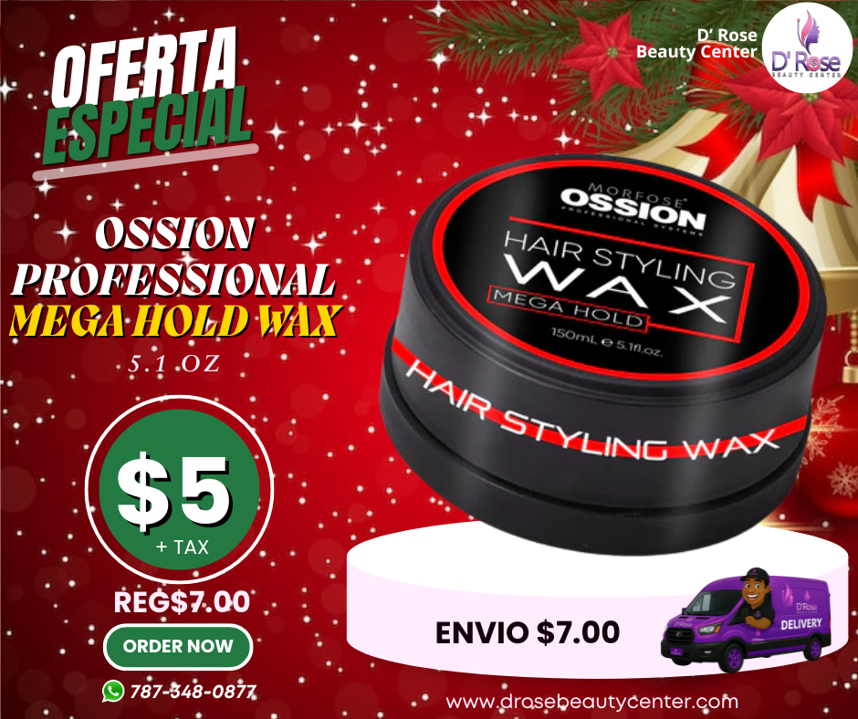 🥇&nbsp;Ossion Mega Hold Hair Wax (5.1oz) | Fijación Fuerte, Brillo Natural y Base Agua ¡Solo $5!