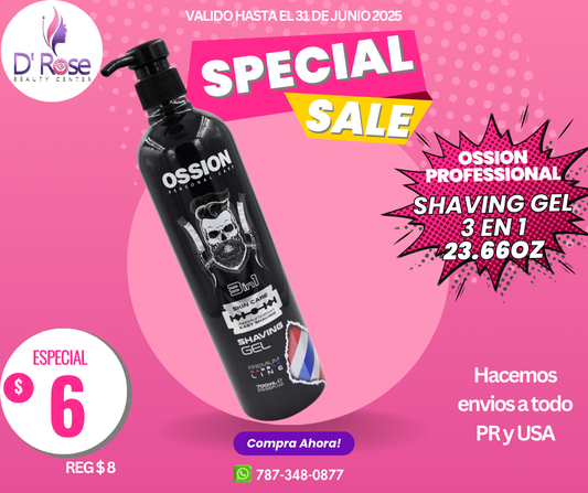 OSSION PROFESSIONAL SHAVING GEL 3IN1 23.66OZ OSS055