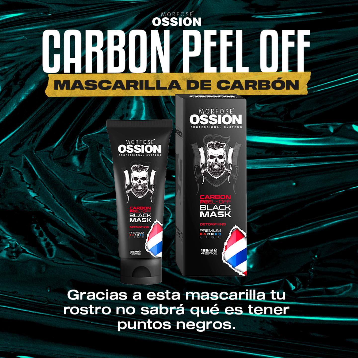 OSSION™ CARBON PEEL-OFF BLACK MASK 125ML: Mascarilla Detoxificante Anti-Puntos Negros (OSS062)