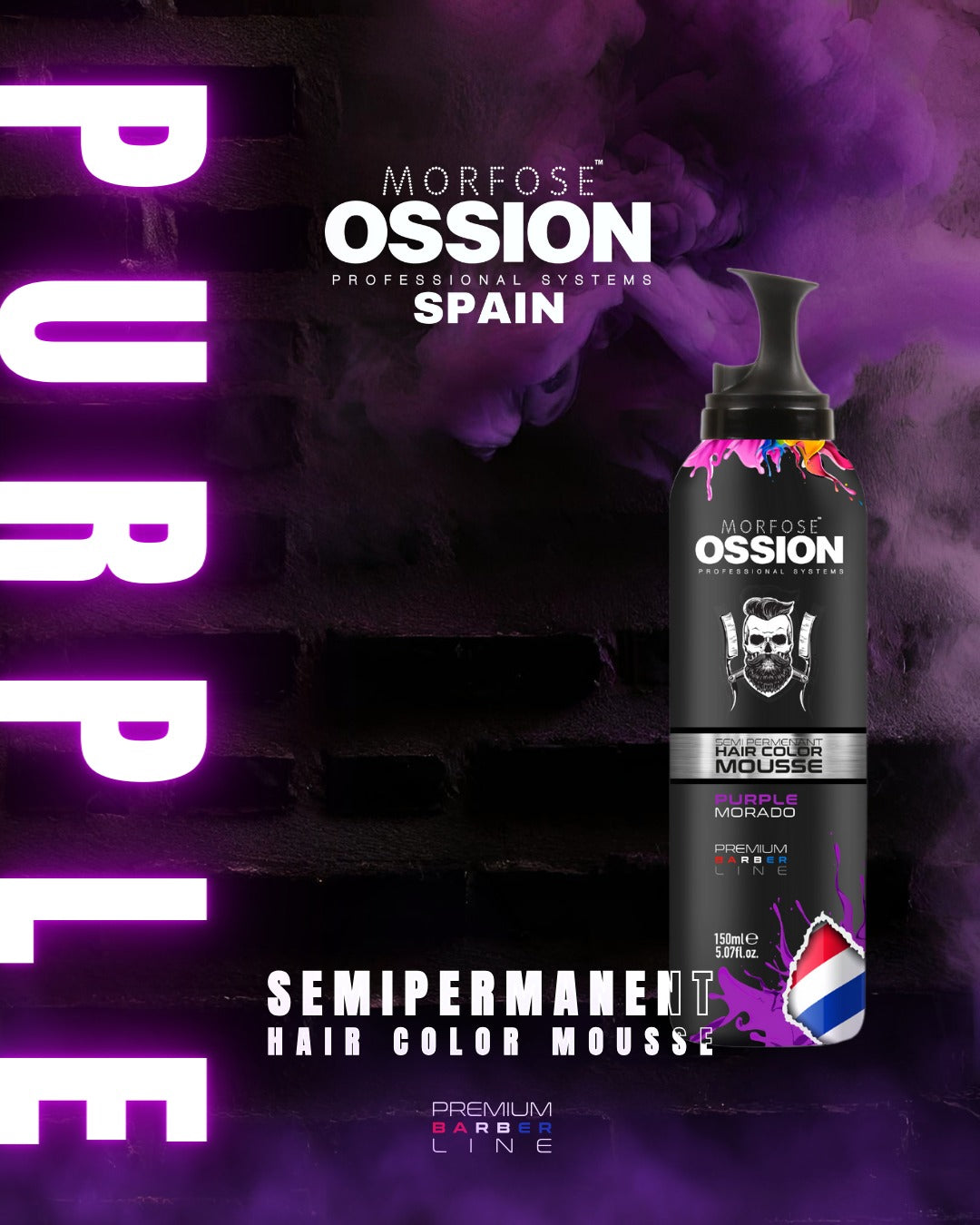 🔮 OSSION Color Mousse PURPLE (5.07oz) | Tinte Semi-Permanente en Mousse Morado