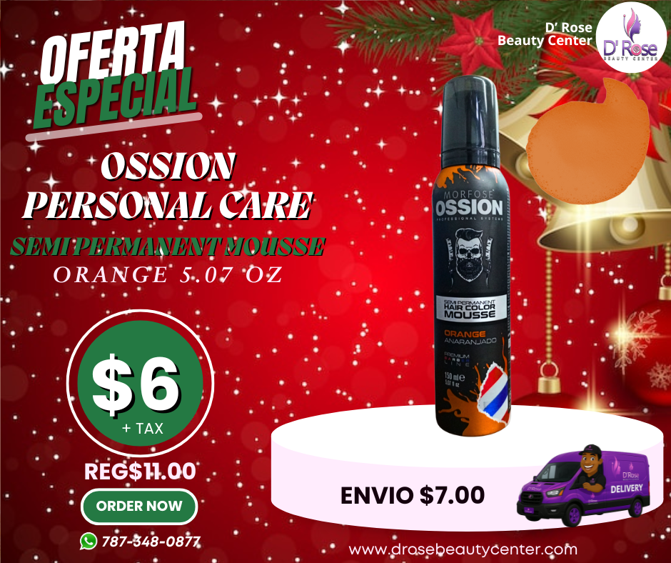 🍊 OSSION Color Mousse ORANGE (5.07oz) | Tinte Semi-Permanente en Mousse Naranja Vibrante