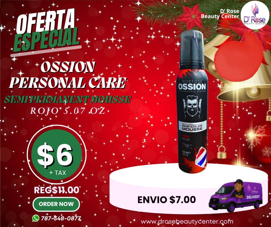 🔥 OSSION Color Mousse RED (5.07oz) | Tinte Semi-Permanente en Mousse Rojo Intenso