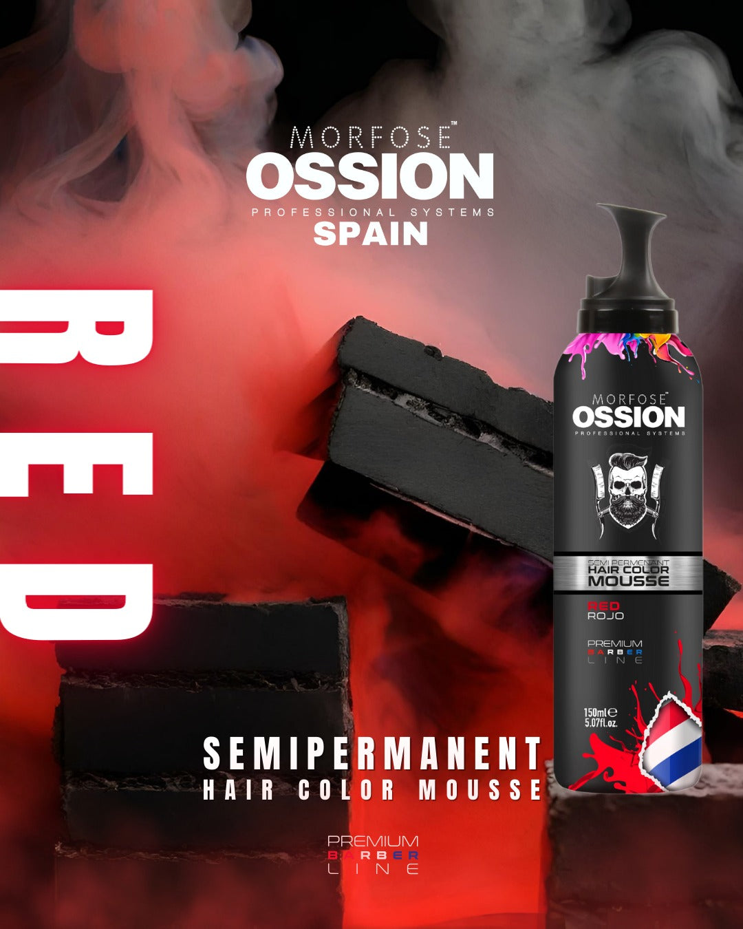 🔥 OSSION Color Mousse RED (5.07oz) | Tinte Semi-Permanente en Mousse Rojo Intenso