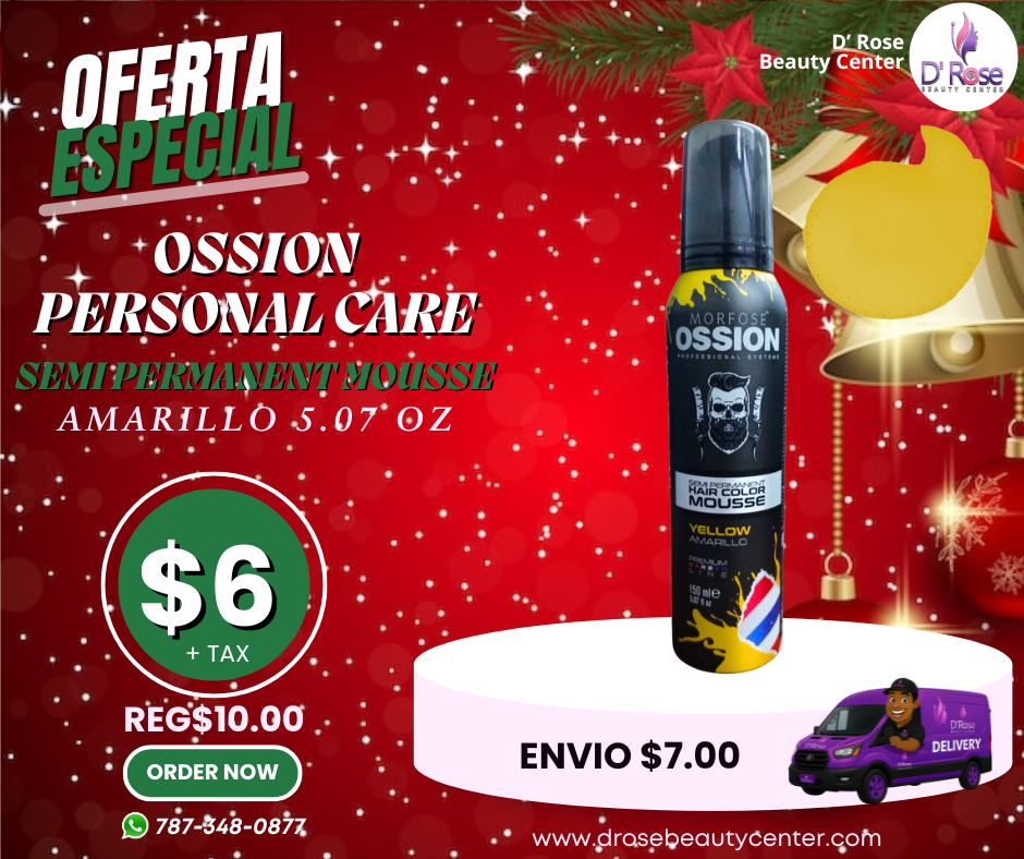 ☀️ OSSION Color Mousse YELLOW (5.07oz) | Tinte Semi-Permanente en Mousse Amarillo Canario