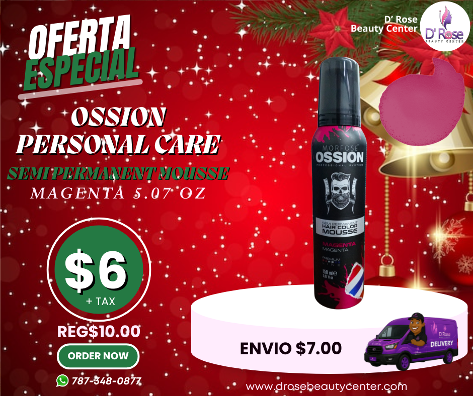 🌸 OSSION Color Mousse MAGENTA (5.07oz) | Tinte Semi-Permanente en Mousse Fucsia