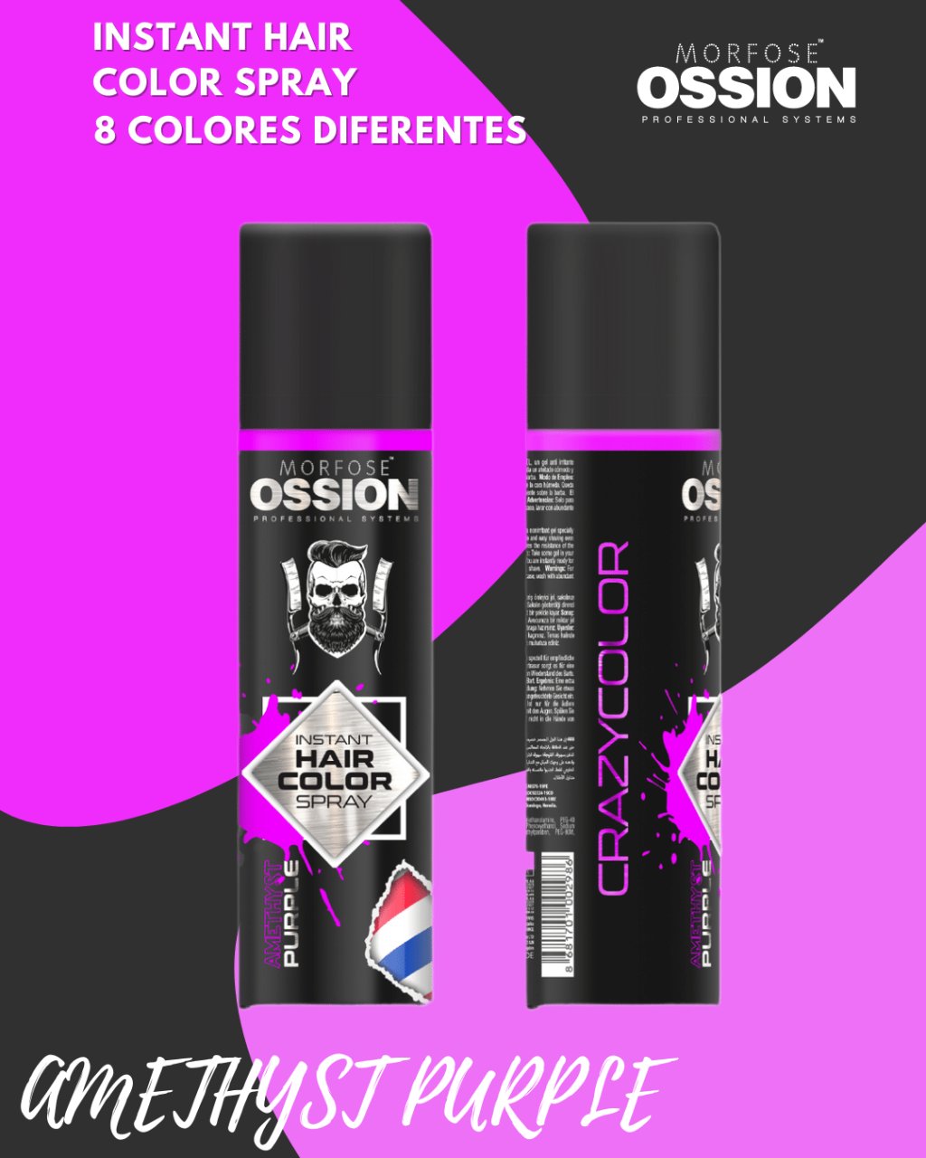 🔮 OSSION Hair Color Spray PURPLE (5.07oz) | Color Fantasía Instantáneo y Temporal