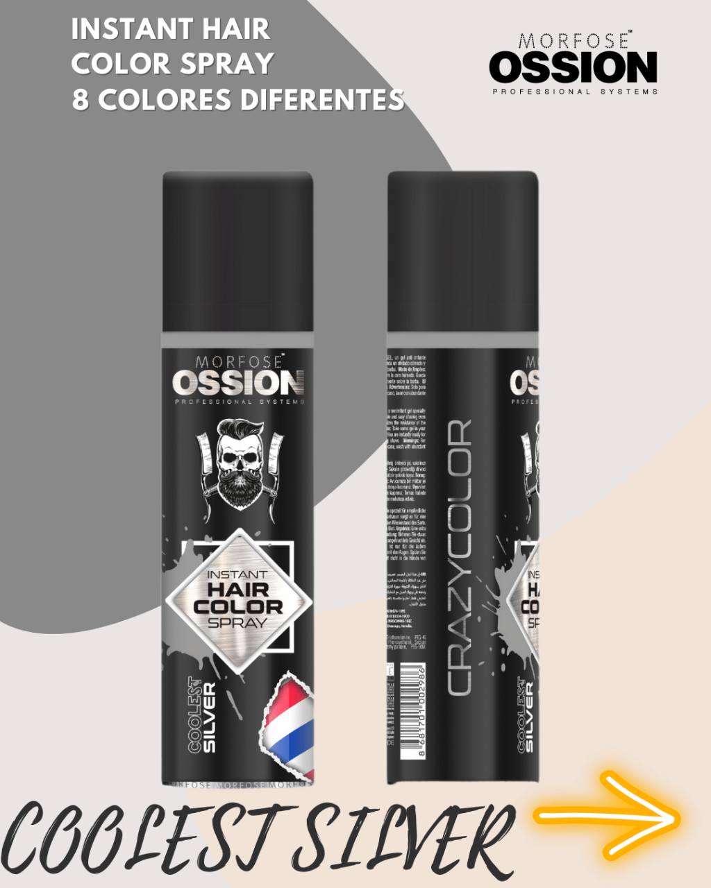 ✨ OSSION Hair Color Spray SILVER (5.07oz) | Coolest Silver Instantáneo y Temporal
