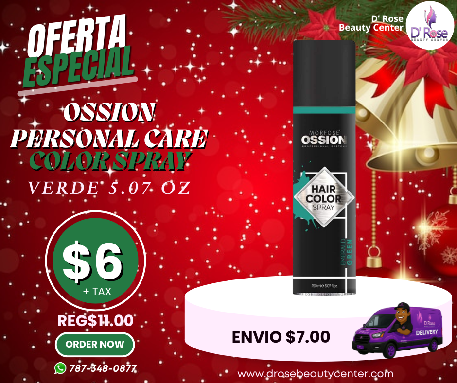 ❇️ OSSION Hair Color Spray GREEN (5.07oz) | Emerald Green: Color Fantasía en Segundos