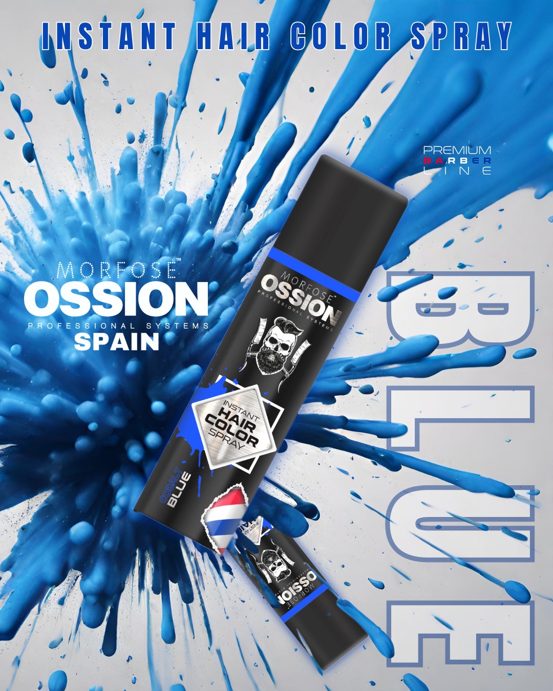 🌊 OSSION Hair Color Spray BLUE (5.07oz) | Cobalt Blue Instantáneo para Looks Audaces
