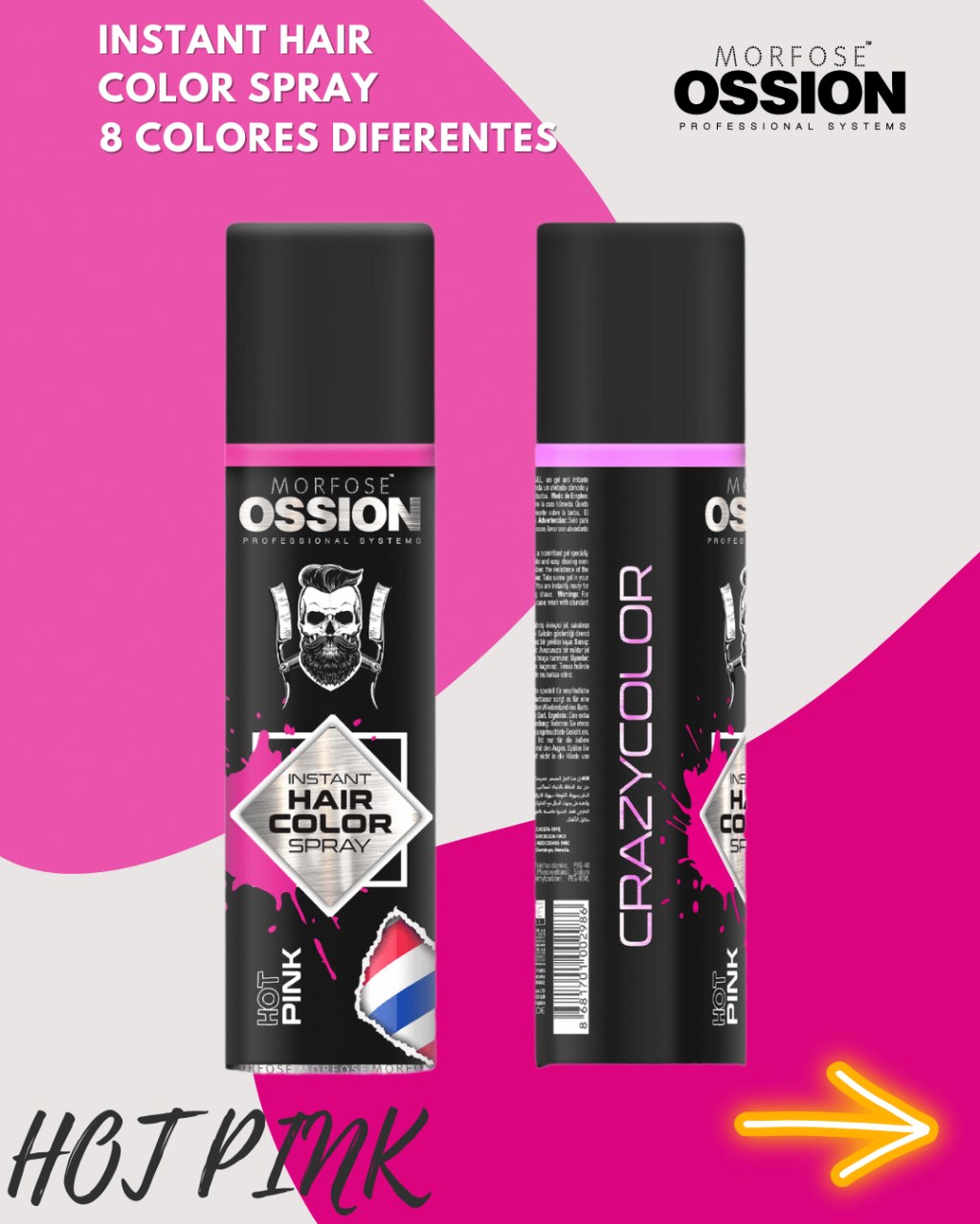 🌸 OSSION Hair Color Spray PINK (5.07oz) | Hot Pink para un Look Atrevido y Temporal