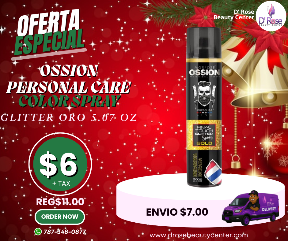 🌟 OSSION Final Touch GLITTER SPRAY GOLD (10.14oz) | Toque Final de Brillo y Fijación