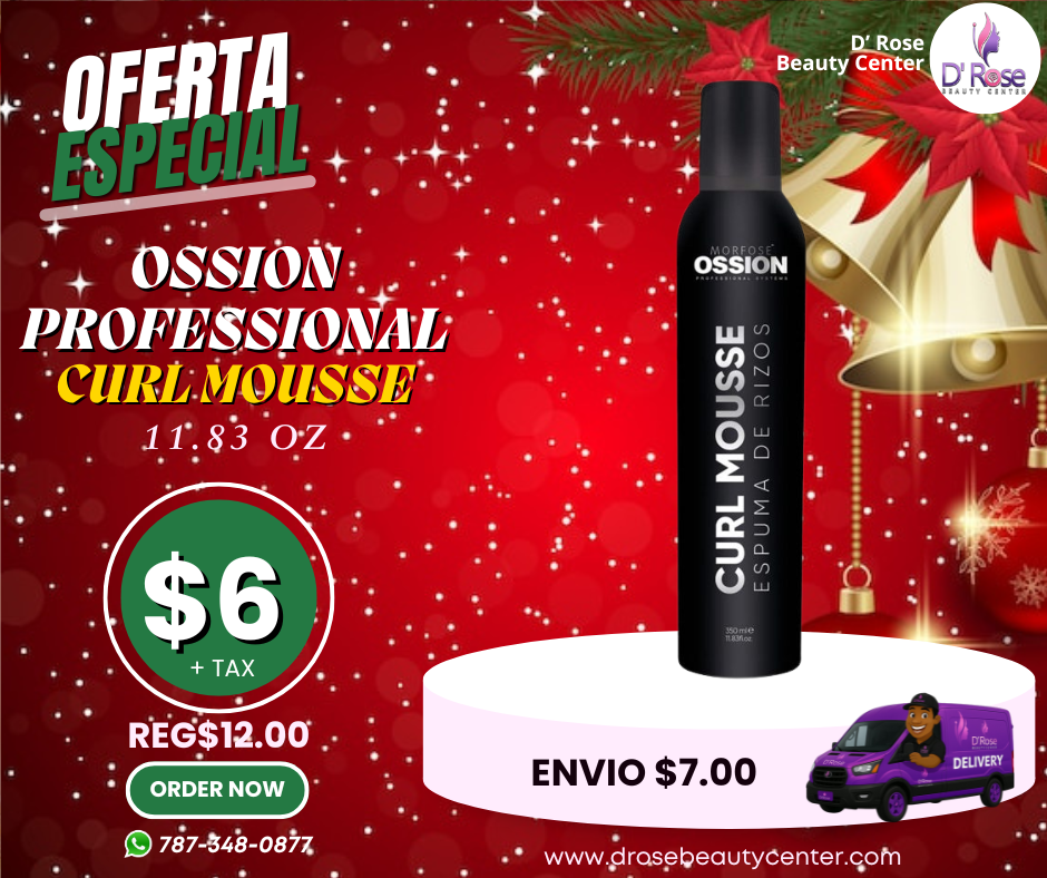 ✨ Rizos Definidos OSSION CURL MOUSSE (11.83oz) | Fijación Ultra Fuerte, Volumen y Anti-Frizz