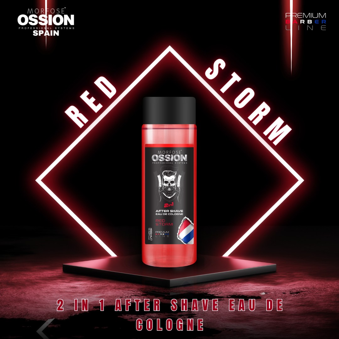OSSION PROFESSIONAL AFTER SHAVE 2 IN 1 COLOGNE RED STORM 13.52OZ OSS092