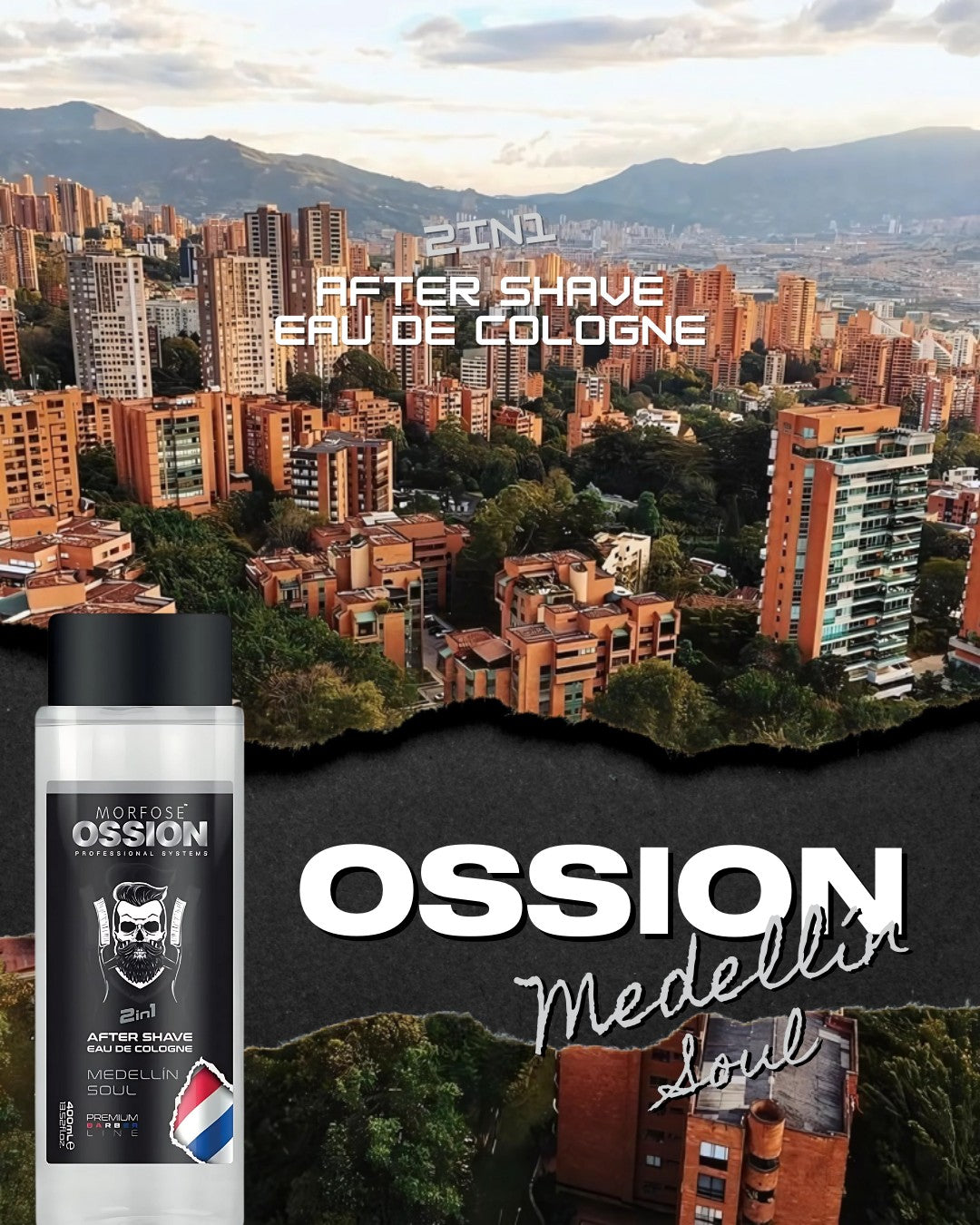 OSSION PROFESSIONAL AFTER SHAVE 2 IN 1 COLOGNE MEDELLIN SOUL 13.52OZ OSS096