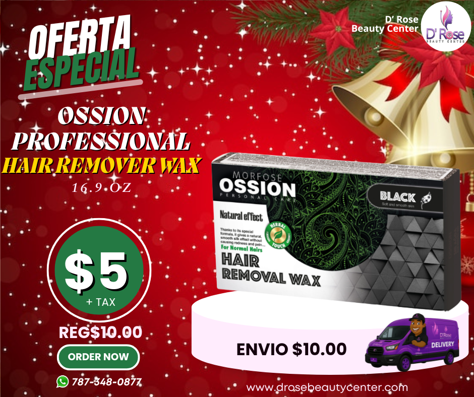 🥇 Ossion Depilatory Wax Black (Cera Dura) | Elimina Vello Desde la Raíz y Suavidad Profesional ¡Solo $5!