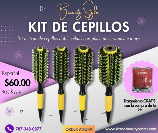 Beauty Style Cepillo Doble Celda con Ceramica KIT 4PC 0618220-3KS