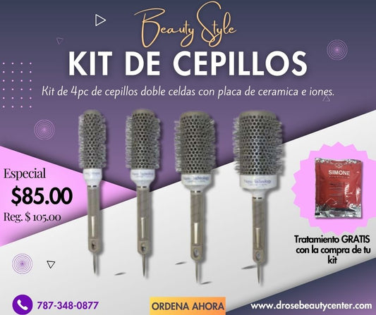 Beauty Style Cepillo Profesional Ceramica e Iones Kit 4pc 0652501-4KS