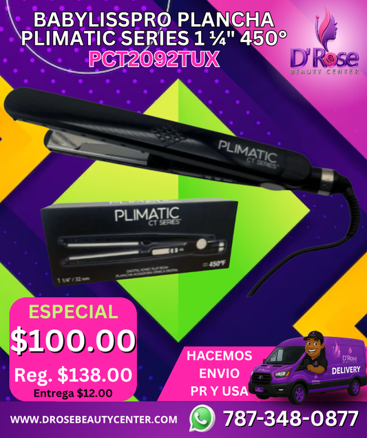 🔥 BABYLISSPRO PLANCHA PLIMATIC CT SERIES 1¼” – ¡Alisa con estilo profesional! 🔥