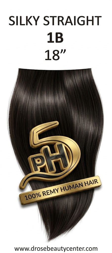 PH5 Silky Straight 18” Color 1B – Extensiones 100% Remy Human Hair Cuticle Aligned