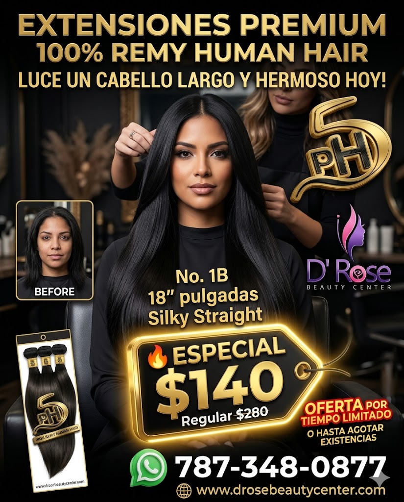 PH5 Silky Straight 18” Color 1B – Extensiones 100% Remy Human Hair Cuticle Aligned