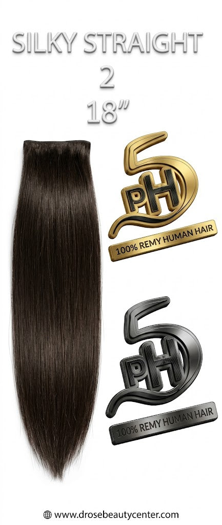 PH5 Silky Straight 18” Color #2 – Extensiones 100% Remy Human Hair Cuticle Aligned