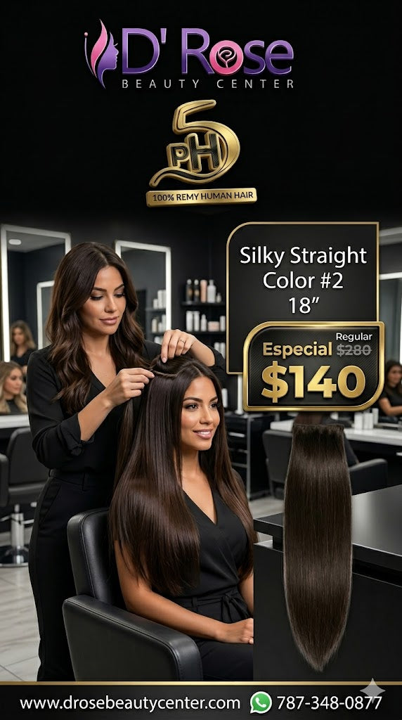 PH5 Silky Straight 18” Color #2 – Extensiones 100% Remy Human Hair Cuticle Aligned