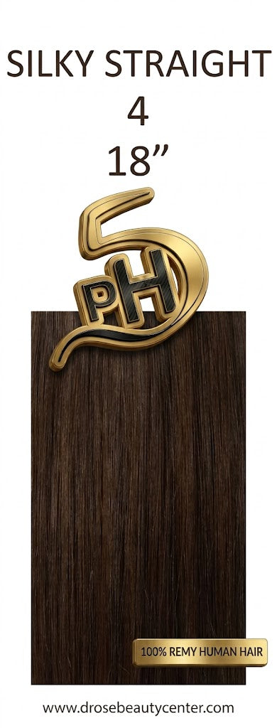 PH5 Silky Straight 18” Color #4 – Extensiones 100% Remy Human Hair Cuticle Aligned
