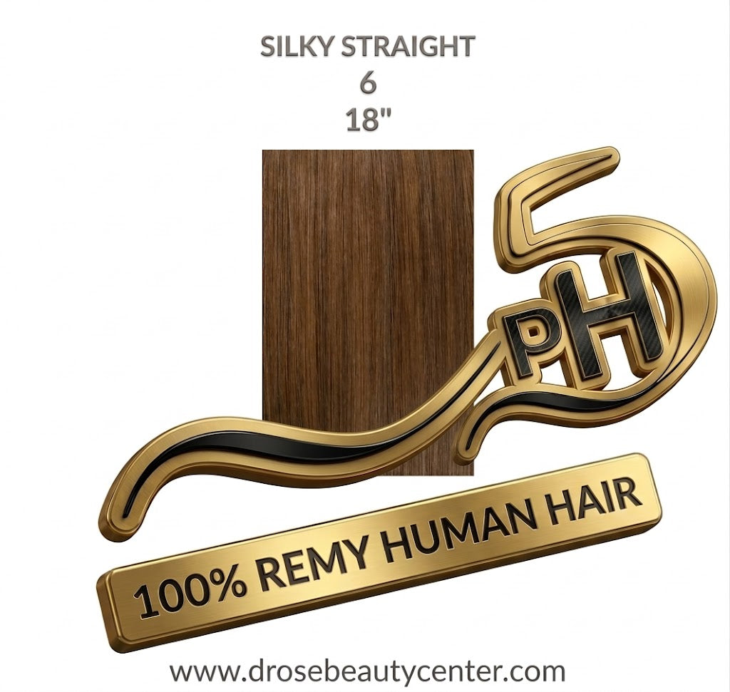 PH5 Silky Straight 18” Color #6 – Extensiones 100% Remy Human Hair Cuticle Aligned