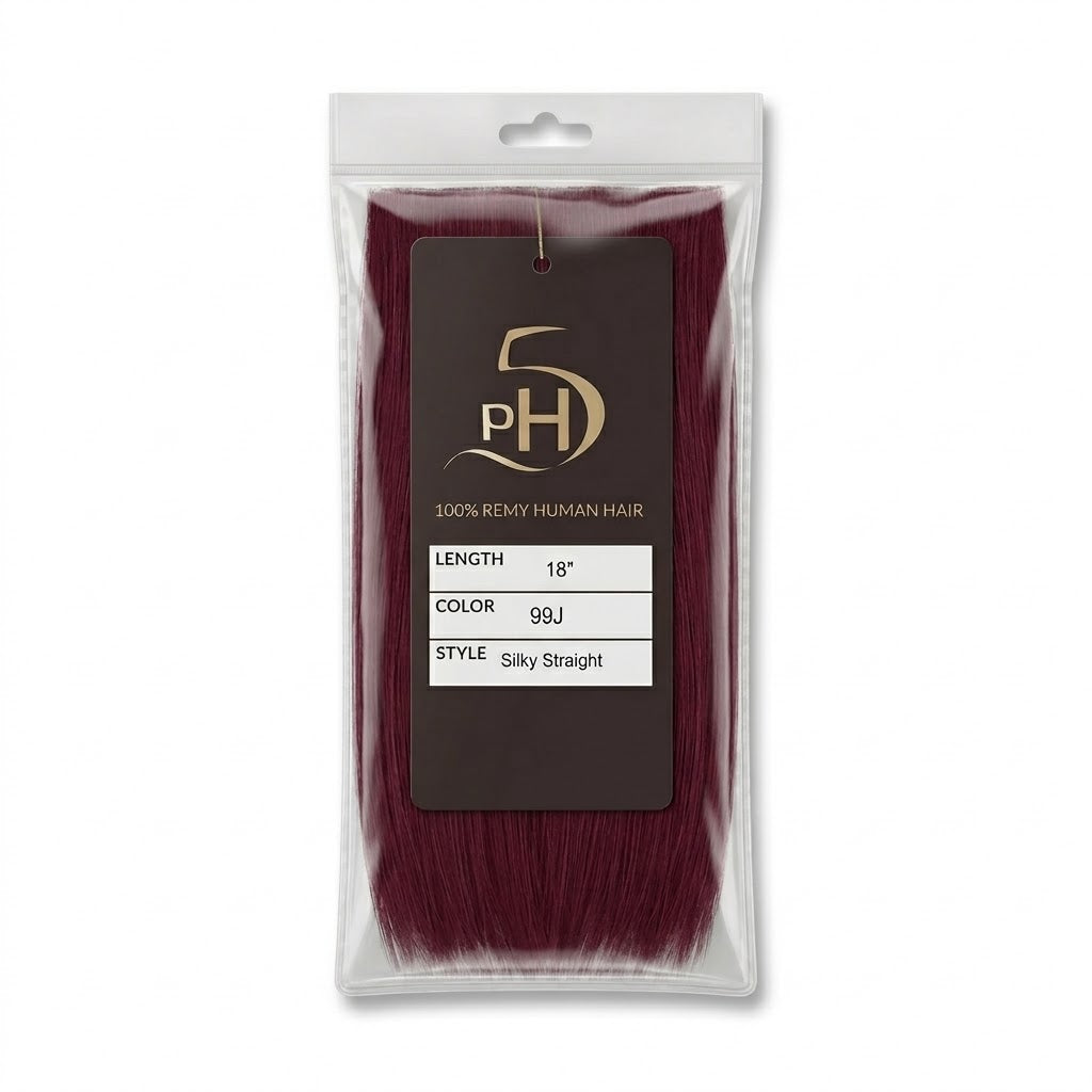 PH5 Silky Straight 18” Color #99J – Extensiones 100% Remy Human Hair Cuticle Aligned