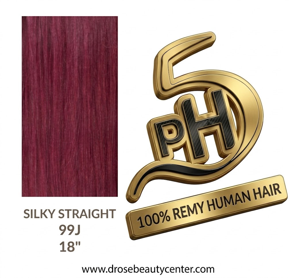 PH5 Silky Straight 18” Color #99J – Extensiones 100% Remy Human Hair Cuticle Aligned