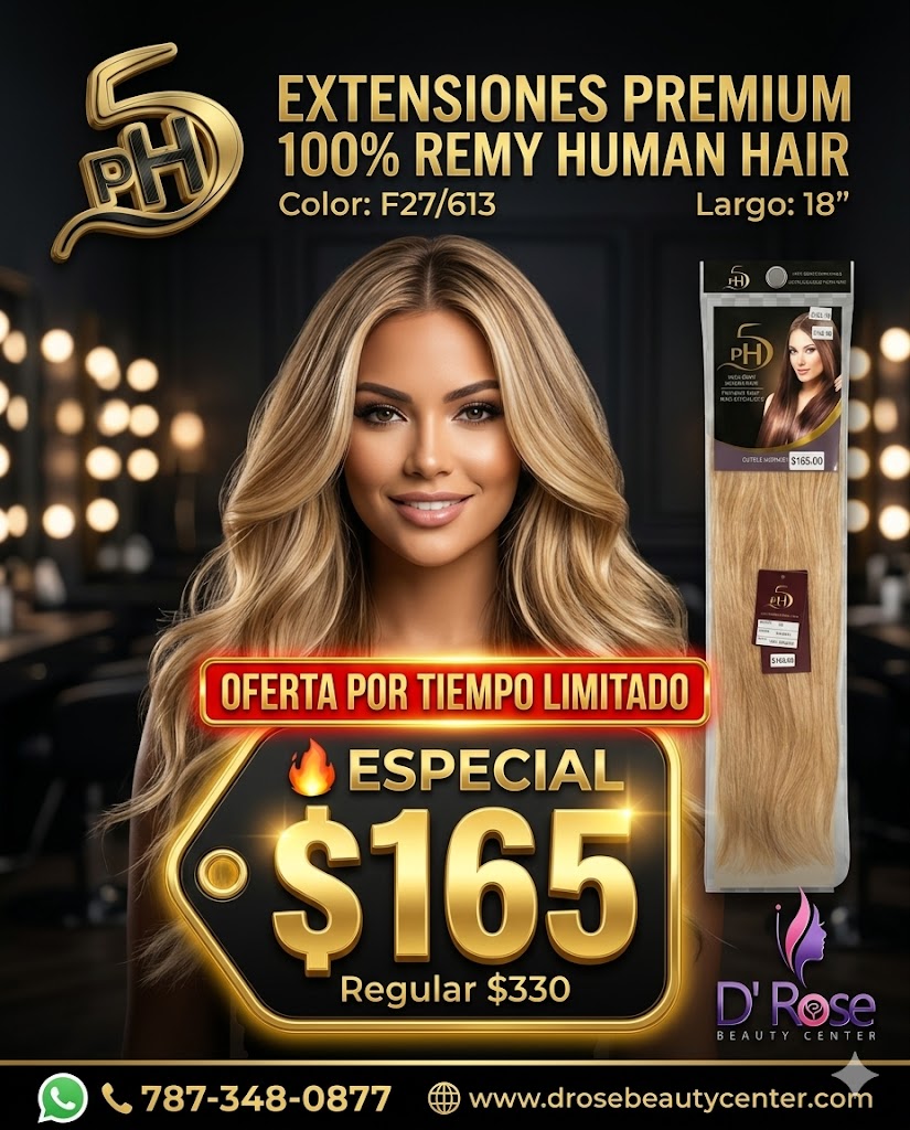 ✨ PH5 Silky Straight 18” Color #F27/613 – Extensiones Premium 100% Cabello Humano Remy ✨