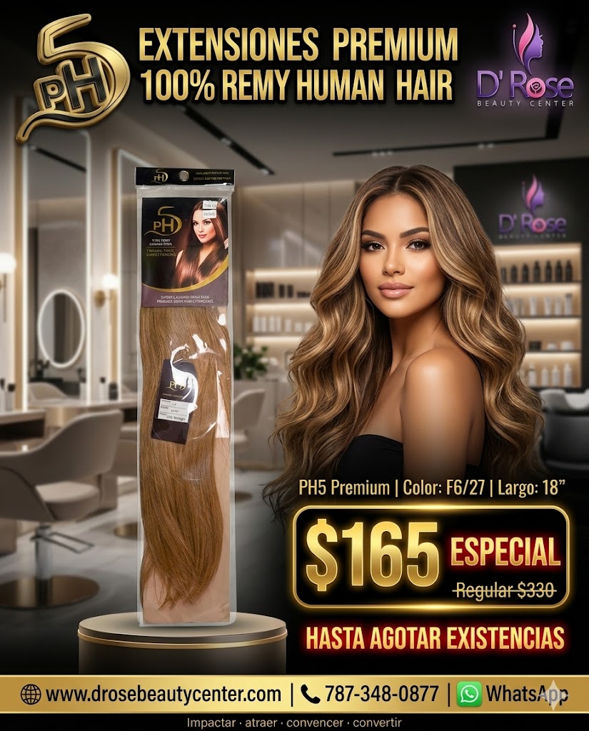 ✨ PH5 Silky Straight 18” Color #F6/27 – Extensiones Premium 100% Cabello Humano Remy ✨