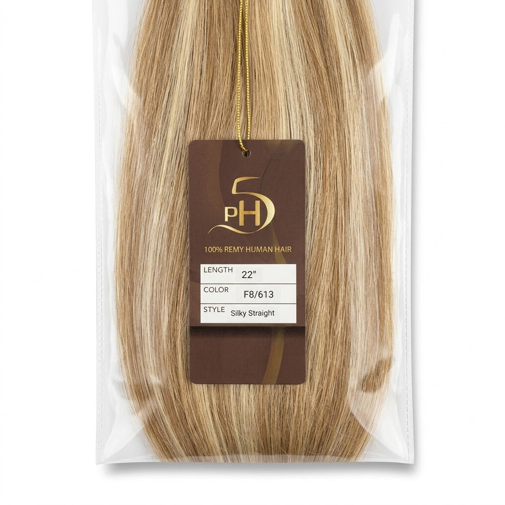 ✨ PH5 Silky Straight 18” Color #F8/613 – Extensiones Premium 100% Cabello Humano Remy ✨