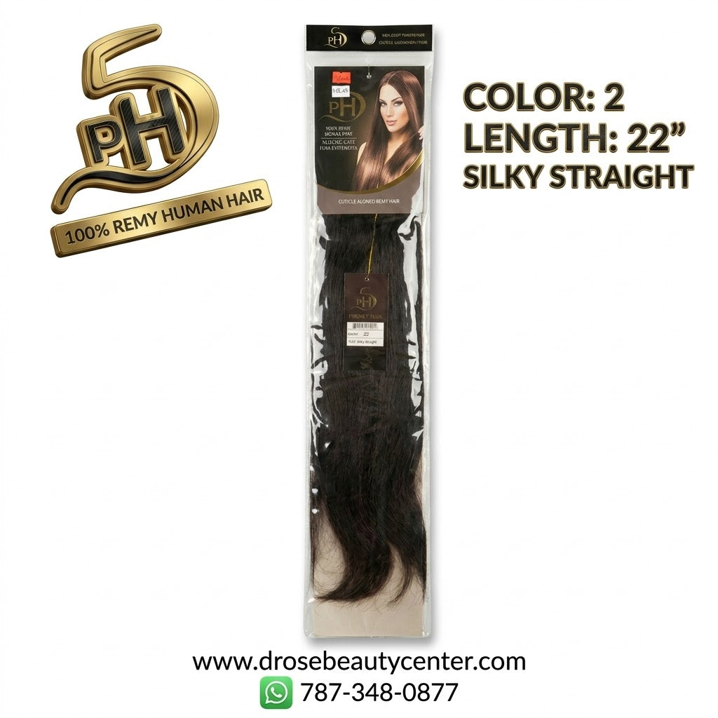 ✨ Extensiones PH5 Silky Straight 22” Color #2 – 100% Remy Human Hair Premium ✨