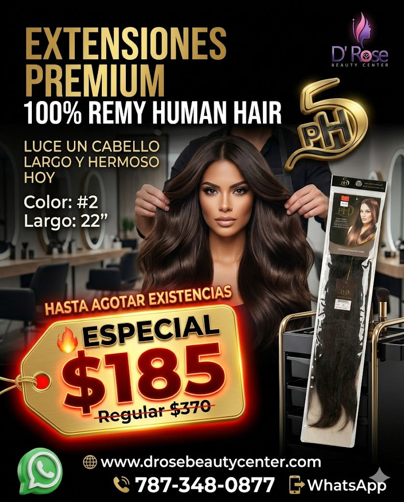 ✨ Extensiones PH5 Silky Straight 22” Color #2 – 100% Remy Human Hair Premium ✨
