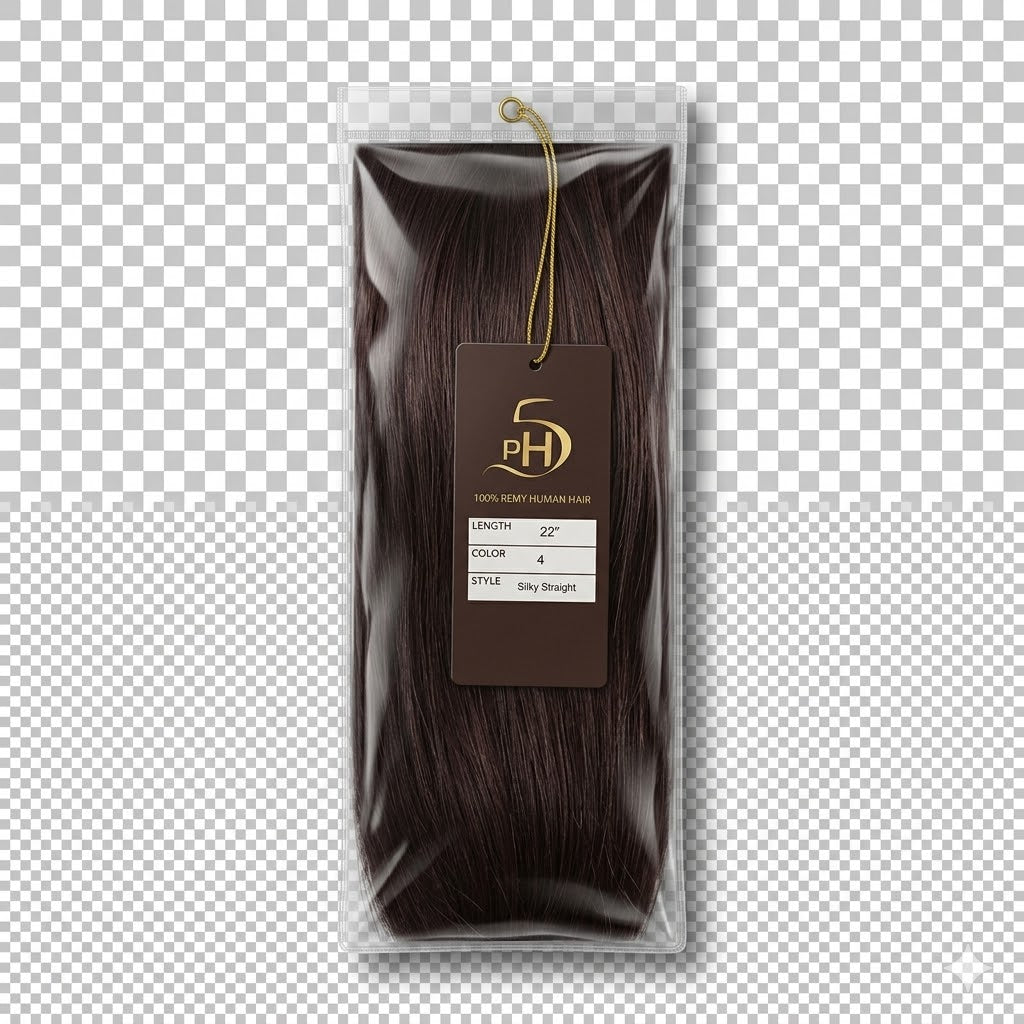 ✨ Extensiones PH5 Silky Straight 22” Color #4 (Marrón Oscuro) – 100% Remy Human Hair ✨