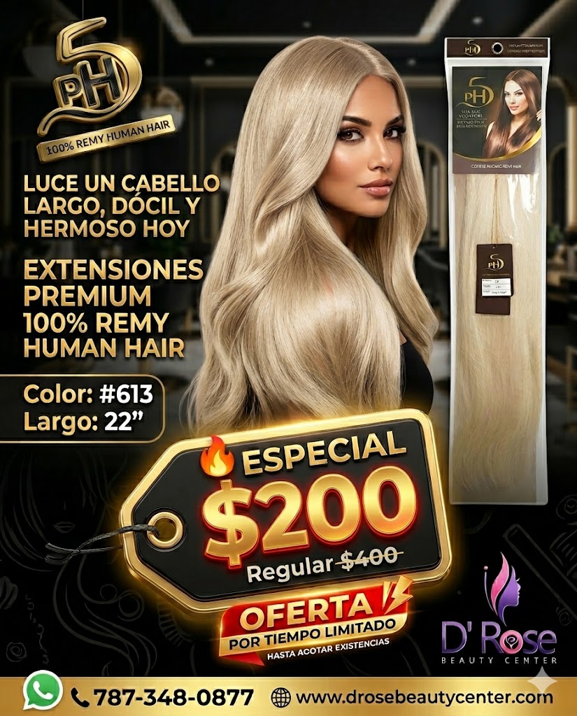 ✨ Extensiones PH5 Silky Straight 22” Color #613 – 100% Remy Human Hair Blonde Premium ✨