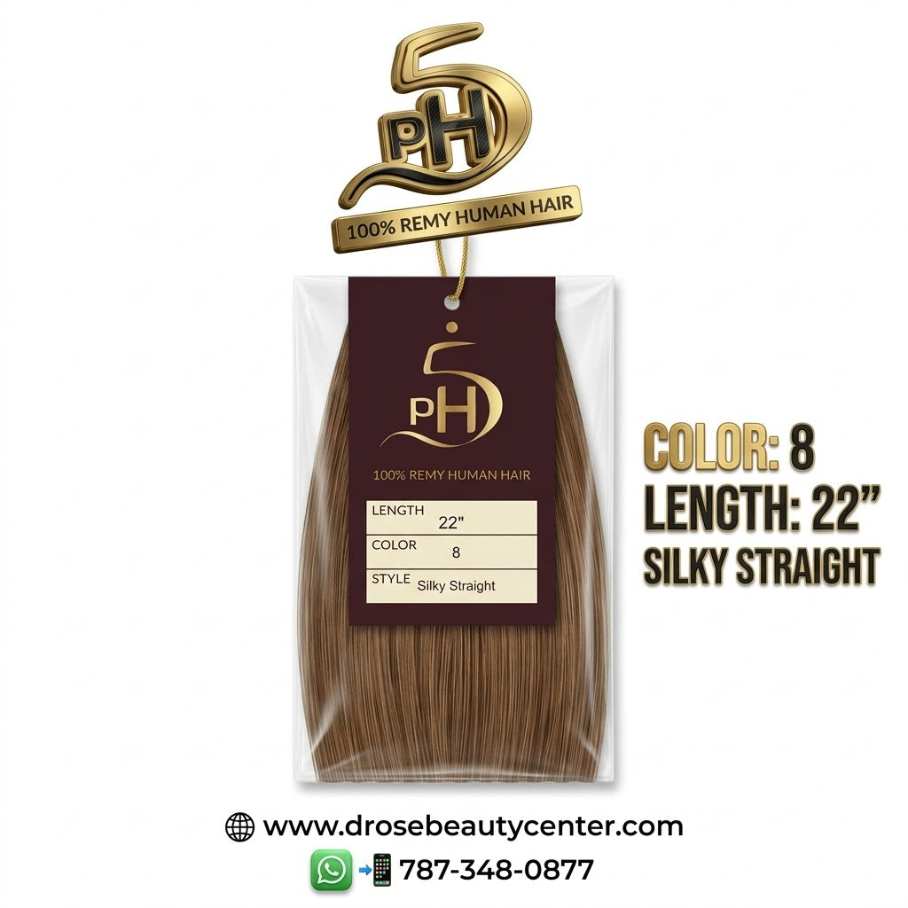 ✨ Extensiones PH5 Silky Straight 22” Color #8 – 100% Remy Human Hair Premium ✨