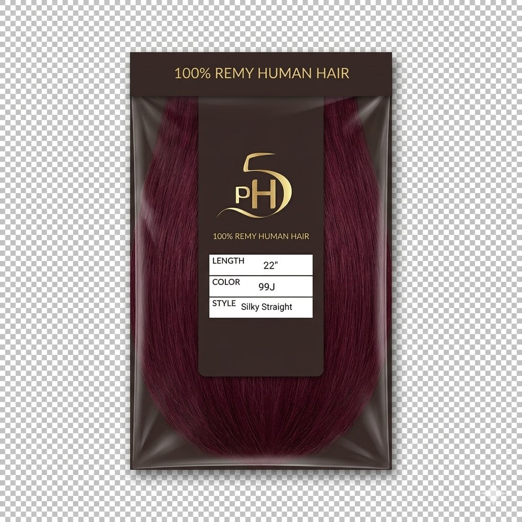 ✨ Extensiones PH5 Silky Straight 22” Color #99J – 100% Remy Human Hair Burgundy Premium ✨