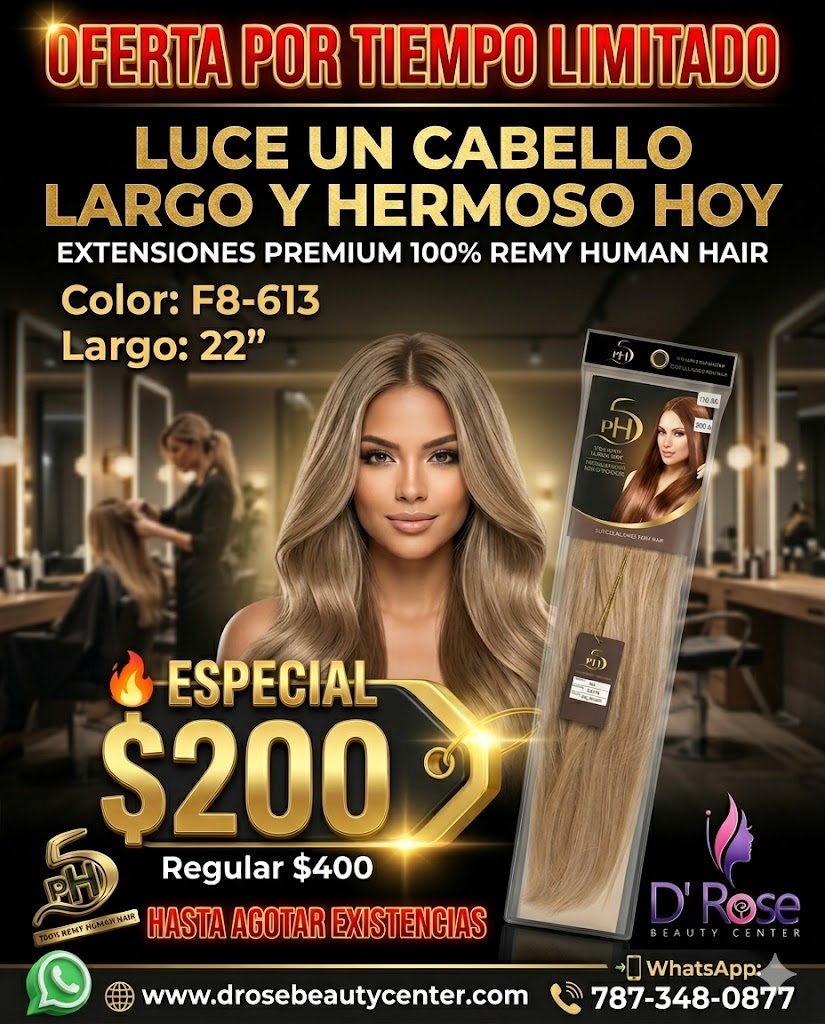 ✨ Extensiones PH5 Silky Straight 22” Color F8/613 – 100% Remy Human Hair Balayage Premium ✨